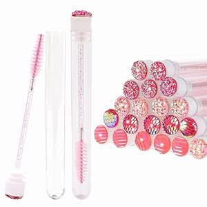 20 Pcs Lash Brushes with Bottles Mascara Wand Tubes Set Disposable Eyebrow Brush Comb Makeup Tool Cleaning Brush for Eyelash Extension (Pink)