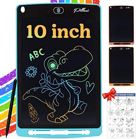 Pillani LCD Writing Tablet for Kids, 10-Inch Doodle Board, Travel Toys for Ages 3 4 5 6 7 8 Year Old Boys Girls, Coloring Drawing Tablet, Magic Led Pad, Educational Gifts, Road Trip Essentials Kids