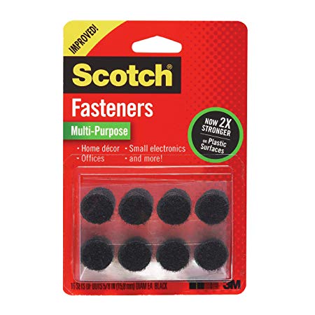 Scotch Multi-Purpose Fasteners, 5/8 x 5/8 Inch, Black, 16 Sets per Pack (RF7061)