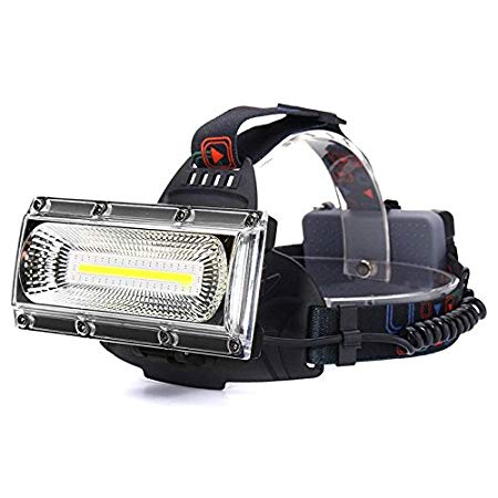 BESTSUN Brightest Outdoor Waterproof LED Headlamps, 2000lm High Power Cob Rechargeable Headlamp, 3 Lighting Modes and Red/Blue Strobe, Wide-angle Illumination with 3 X 18650 Batteries, USB Charger