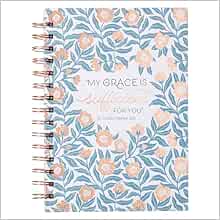 Christian Art Gifts Journal w/Scripture My Grace Is Sufficient For You 2 Corinthians 12:9 Bible Verse Gold Floral 192 Ruled Pages, Large Hardcover Notebook, Wire Bound