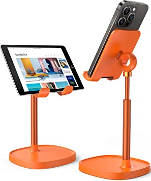 LISEN Cell Phone Stand Angle Height Adjustable Stable Cell Phone Stand for Desk, Sturdy Aluminum Metal Phone Holder Fits iPhone 14 Pro Max Samsung Kindle All 4''-10'' Devices etc