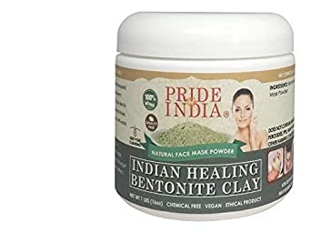 Pride Of India - Indian Healing Bentonite Clay Natural Acne Face Mask Powder, 1 Pound (454gm) Jar - For Deep Pore Cleansing, Healing & Skin Detox - BUY ONE GET 50% OFF 2ND UNIT