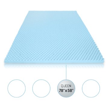 Milliard 2in Egg Crate Memory Foam Mattress Topper Queen Use As a Pressure Relief Mattress Pad Gel Infusion Helps Disperse Body Heat Queen