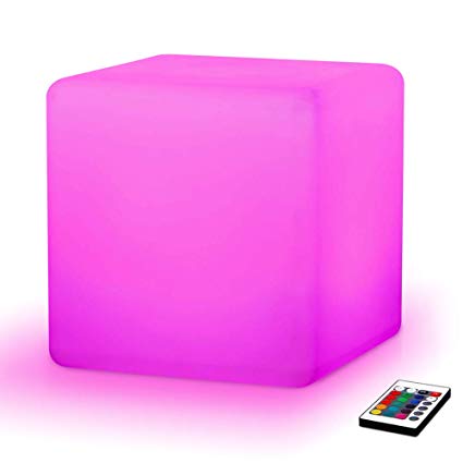 Mr.Go 12-inch 30cm Rechargeable Magic LED Light Cube Stool with Remote Control Fun Mood Light Lamp Soothing Night Light Decorative Lighting for Home Kids Bedside Bedroom Nightstand Nursery Pool Party