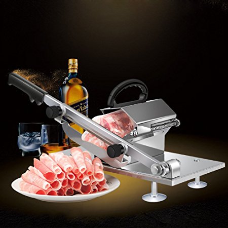 Manual Frozen Meat Slicer, Stainless Steel Meat Cutter Beef Mutton Roll Meat Cheese Food Slicer Vegetable Sheet Slicing Machine for Home Kitchen