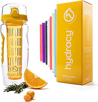 Hydracy Fruit Infuser Water Bottle - 1Litre Sport Bottle with Full Length Infusion Rod and Insulating Sleeve Combo Set   25 Fruit Infused Water Recipes eBook Gift - Your Healthy Hydration Made Easy