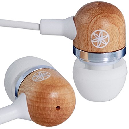 Gaiam Wood Ear Buds with Microphone - White (30768)