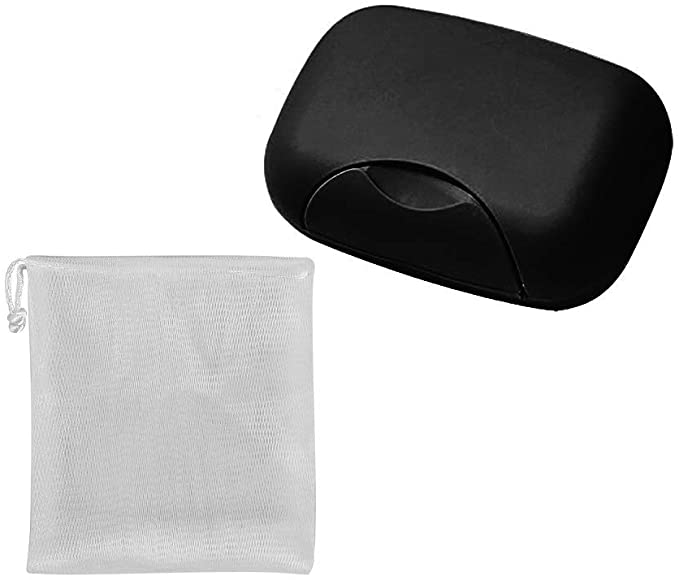 Soap Box Holder, 1Pack Vonpri Soap Dish Soap Savers Case Container for Bathroom Camping Gym (Black)