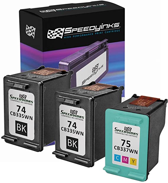 Speedy Inks Remanufactured Ink Cartridge Replacement for HP 74 and HP 75 (2 Black and 1 Color, 3-Pack)