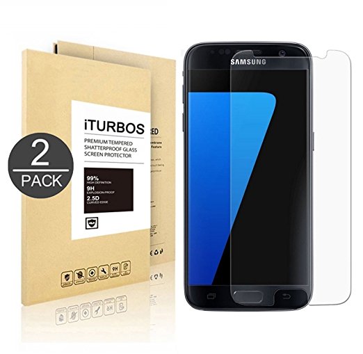 [2-Pack ]Samsung Galaxy S7 Tempered Glass Screen Protector, iTURBOS Anti-Scratch, Anti-Fingerprint, Bubble Free, Lifetime Replacement Warranty