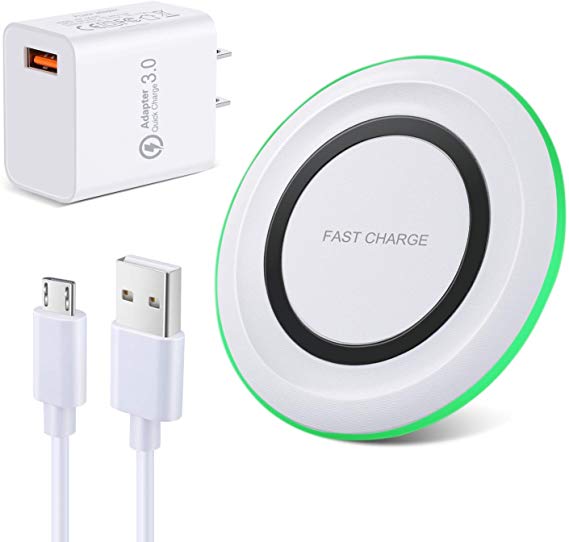 Wireless Charger with QC 3.0 Adapter,Excgood Qi Wireless Charging pad 10W Compatible with Galaxy S8/9/10 /Note,7.5W for iPhone XR/XS/X/8 Plus/11 Pro Max,5W for New Airpods,All Qi-enabled Devices-White