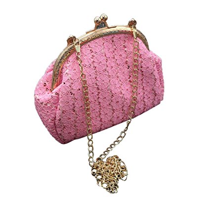 Paymenow Women Lady Retro Vintage Lace Small Wallet Hasp Purse Coin Key Clutch Bag (Pink)