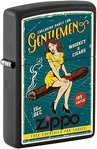 Zippo Lighter: Cigar Pin-up Girl - Black Matte 81329