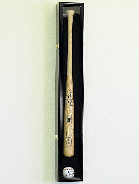 1 Baseball Bat Display Case Rack Cabinet Holder w/ UV Protection Lockable Veritical & Horizontal mounting -Black