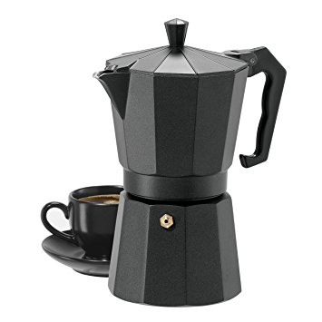 Oggi 6571.3 6 Cup Cast Aluminum Stovetop Espresso Maker, Black