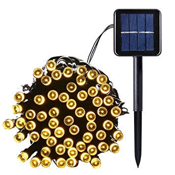 Qedertek 100 LED Waterproof Solar String Lights, 40ft Starry Fairy Lighting Decor for Christmas Trees, Garden, Patio, Wedding, Party and Holiday Celebration, Warm White