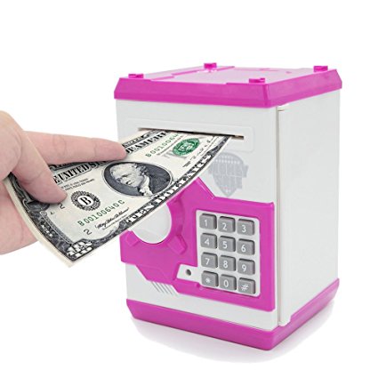 APUPPY Cartoon Password Piggy Bank Cash Coin Can,Electronic Money Bank,Birthday Gifts Toy Gifts for Kids (Pink)