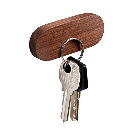 Wooden Key Holder for Wall,Magnetic Ring Decorative Modern Door Fridge,Solid Wood Hanger Organzier (Black Walunt, 2.5in)