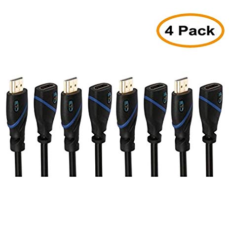 C&E 4 Pack, High Speed HDMI Extension Cable Male to Female, 25 Feet, Supports Ethernet, 3D and Audio Return, CNE555423