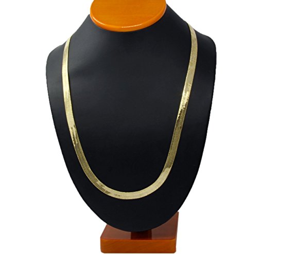 Mens Gold Tone 24" 6mm Herringbone Chain Necklace