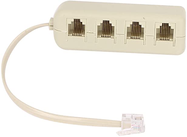 uxcell RJ11 6P4C 1 Male to 4 Female Telephone Line Splitter Connector Beige