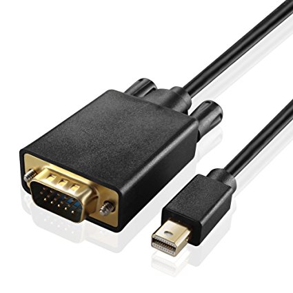 TNP Mini DisplayPort to VGA Adapter Cable (15FT) - Thunderbolt 2 Compatible Male mDP to VGA Video Converter Connector Cord Wire Plug Supports 1080P Full HD Resolution - Black