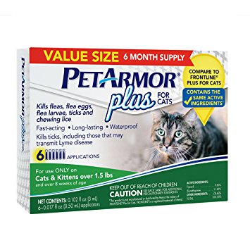 PetArmor 6 Count Plus Flea & Tick Squeeze-On for Cats, 1.5 lb