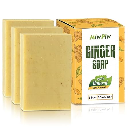 Miw Piw Ginger Soap Lymphatic Drainage Pack 3 - Anti-Cellulite Skin Tightening - Natural Ingredients Detox Soaps for Deep Clean Shower, Detoxification, Rejuvenating