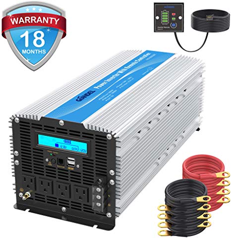 5000Watt Heavy Duty Power Inverter DC 12volt to AC 120volt with LCD Display 4 AC Sockets Dual USB Ports & Remote Control for Truck RV and Emergency
