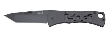 SOG Specialty Knives & Tools FF91-CP Micron 2.0 Tanto Knife with Straight Edge Folding 2.25-Inch Stainless Steel Blade and Handle, Hardcase Black