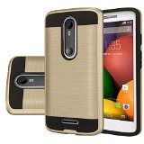 Droid Turbo 2 Case Aomax Anti-Shock Brushed Metal Texture case Dual Layer TPU and PC Hybrid Protective Case For Motorola Droid Turbo 2 Verizon  Moto X Force VLS Armor Gold New