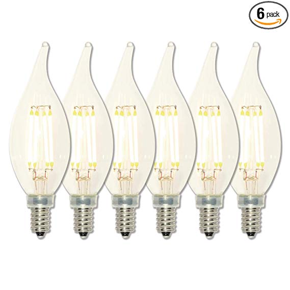 Westinghouse Lighting 3517220 40-Watt Equivalent Ca11 Dimmable Clear Filament Led Light Bulb with Candelabra Base (6 Pack), Six