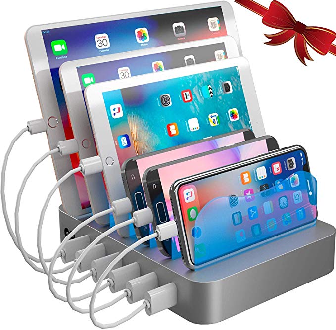 Hercules Tuff Charging Station Organizer for Multiple Devices - 6 Short Mixed Cables Included for Cell Phones, Smart Phones, Tablets, and Other Electronics…