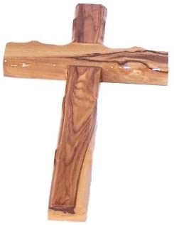 Holy Land Market Olive Wood Cross from Bethlehem with a Certificate and Lord Prayer Card (6 Inches)