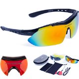 RIVBOS 806 POLARIZED Sports Sunglasses with 5 Set Interchangeable Lenses for Cycling