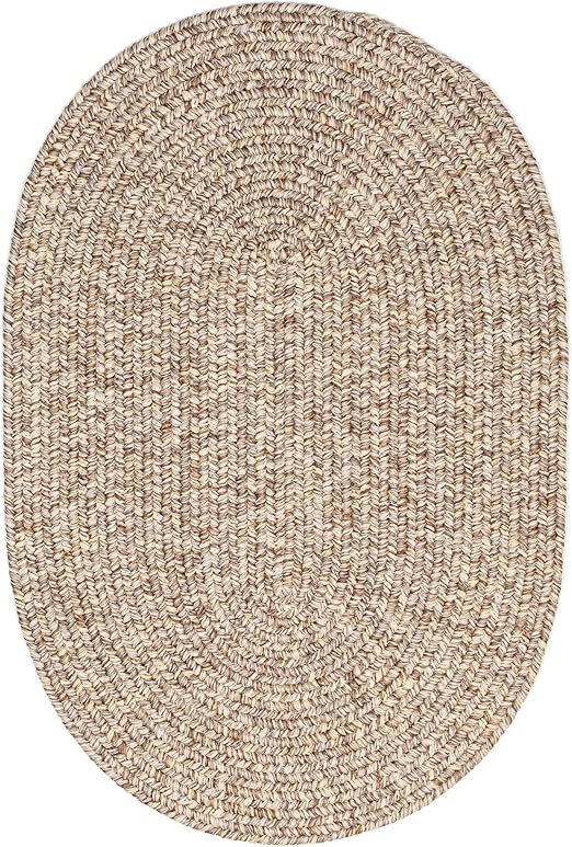 Super Area Rugs Kitchen Braided Rug Living Indoor/Outdoor Braided Rug - Soft & Reversible Oval 20" x 30"