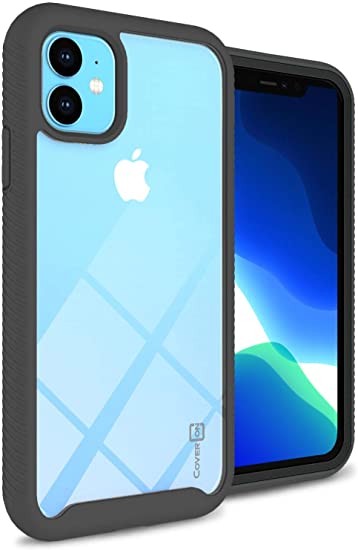 CoverON Shockproof Heavy Duty Full Body EOS Series for iPhone 11 Case, Clear Back Black Trim