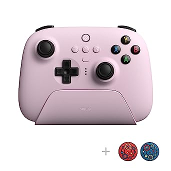 8Bitdo Ultimate 2.4g Wireless Controller with Charging Dock, Pro Gamepad with Back Buttons & Turbo Function for PC Windows, Steam Deck, Android, Raspberry Pi, iPhone, iPad, Mac and Apple TV (Pink)