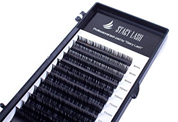 Eyelash Extensions C Curl 0.07mm Stacy Lash / Mixed Tray / Professional Black Semi-Permanent Individual Mink Lashes of Premium PBT material for Salon Use