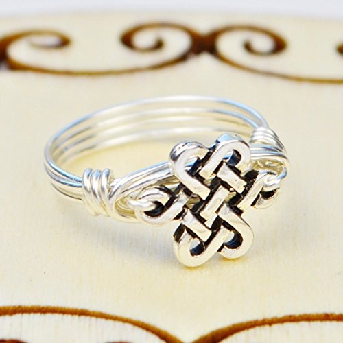 11mm Celtic Eternity Knot Sterling Silver Wire Wrapped Ring- Custom made to size 4 -14