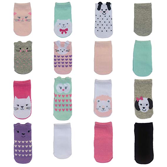 Little Me Baby Girl Socks, 16 Pairs, 0-12 & 12-24 Months