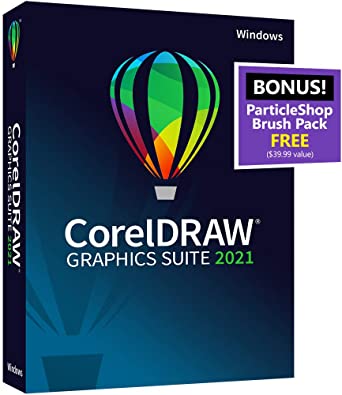 CorelDRAW Graphics Suite 2021 | Graphic Design Software for Professionals | Vector Illustration, Layout, and Image Editing | Amazon Exclusive ParticleShop Brush Pack [PC Disc]