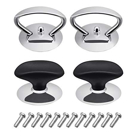 Homgaty 4 Part Universal Pan Pot Grip Lid Cover Knob Handle, Stainless Steel Kitchen Cookware Replacement Handgrip Lid Knob Cap