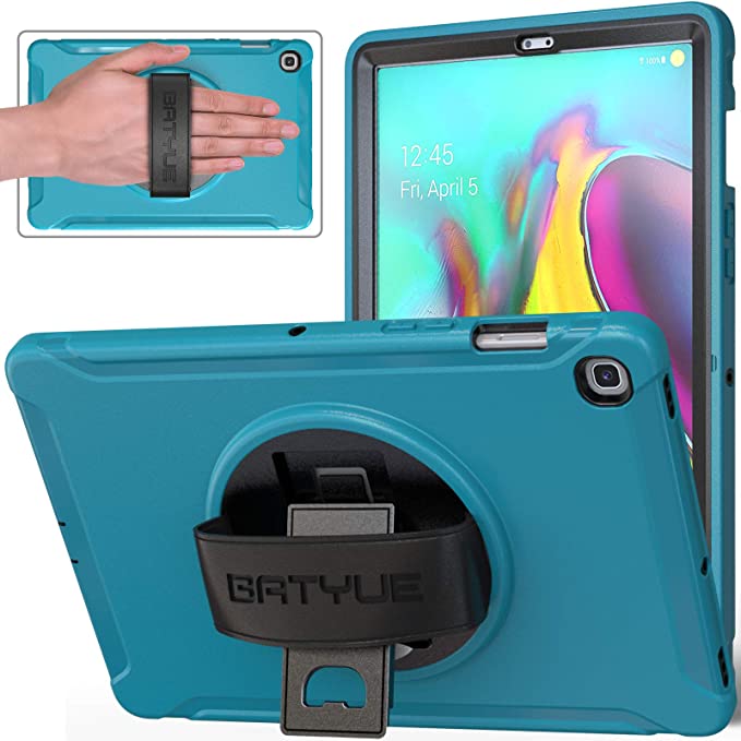 Batyue Galaxy Tab S5e Case 2019 SM-T720/T725 with 360° Rotating Stand Leather Hand Strap [Heavy Duty] [Shock Proof] Rugged Hybrid 3 Layer Armor Defender Case for Samsung Tab S5e 10.5 inch, Light Blue