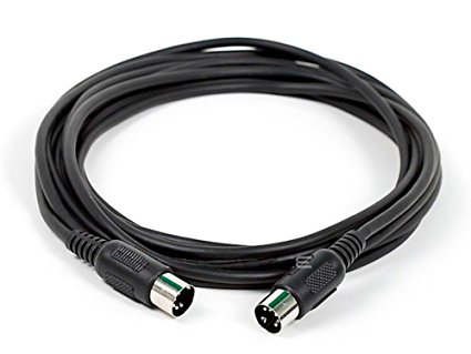 C&E MIDI Cable with 5 Pin DIN Plugs, 15 Feet Black, CNE585482