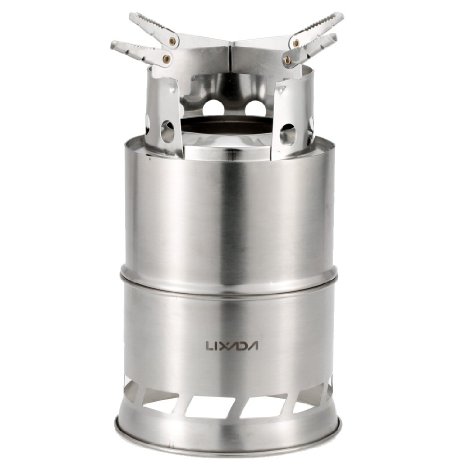 Lixada Portable Stainless Steel Lightweight Wood Stove Solidified Alcohol Stove Outdoor Cooking Picnic BBQ Camping