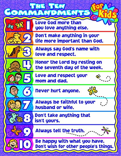 Carson Dellosa Christian The Ten Commandments for Kids Chart (6359)