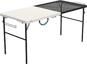 Lifetime Folding Tailgate Table with Grill Rack, Portable Outdoor Camping Station, 5-Foot