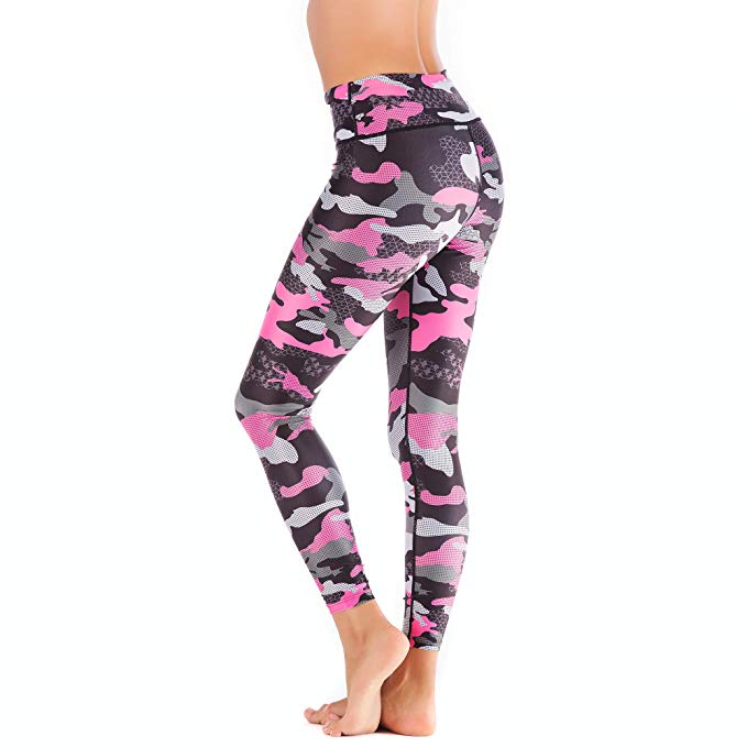 Women Printed Yoga Pants Power Flex High Waist Workout Yoga Leggings Stretch Tummy Control Capri for Gym Exercise Fitness